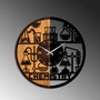 Wallity Reloj de Pared Decorativo de Madera Nogal y Negro